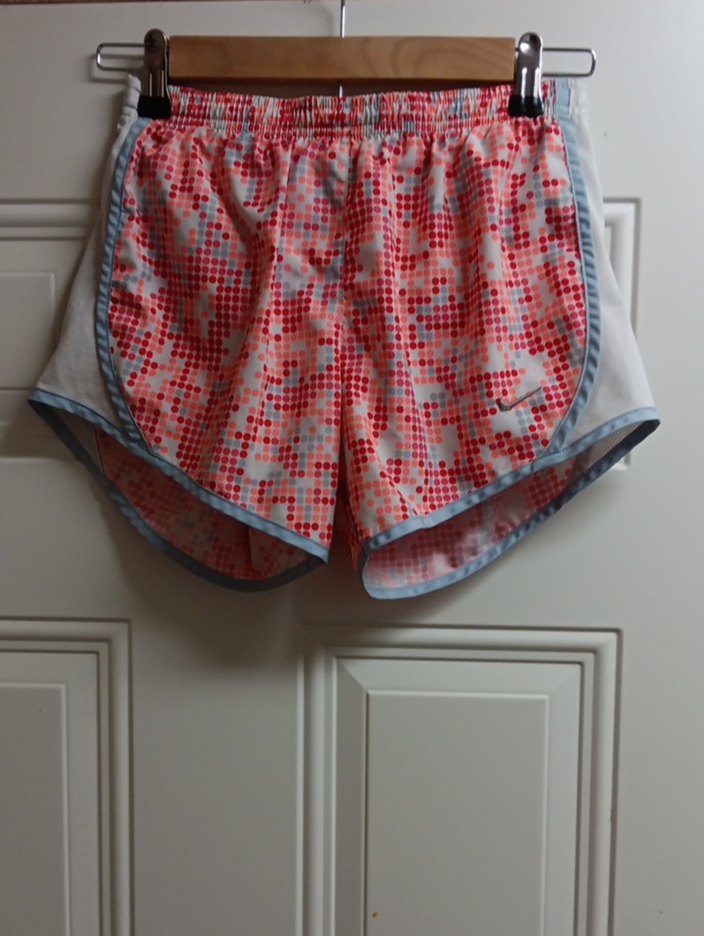 Nike Girls Coral and Light Blue Dot Athletic Shorts